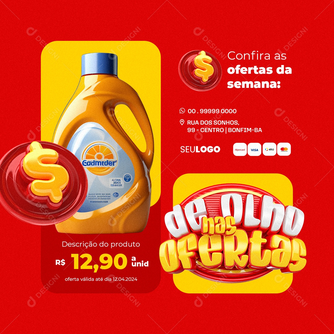 De Olho nas Ofertas Confira as Ofertas da Semana Produto Limpeza Social Media PSD Editável