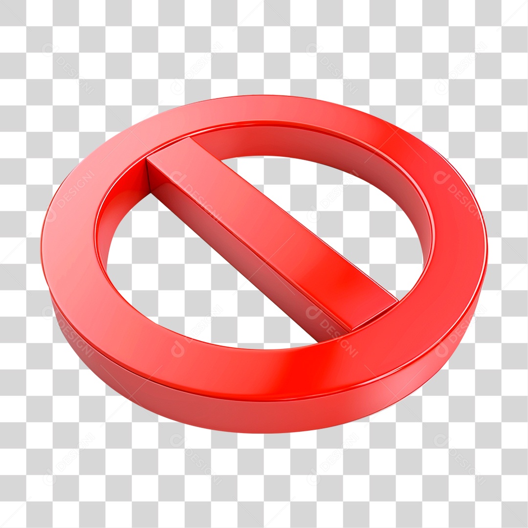 Elemento 3D Circulo Vermelho Proibido PNG Transparente