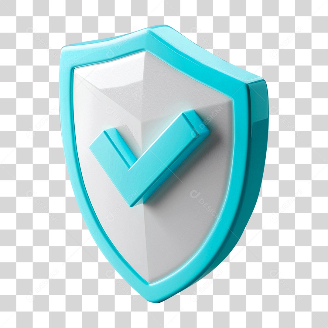 Elemento 3D Escudo Com Sinal de Positivo Ok PNG Transparente