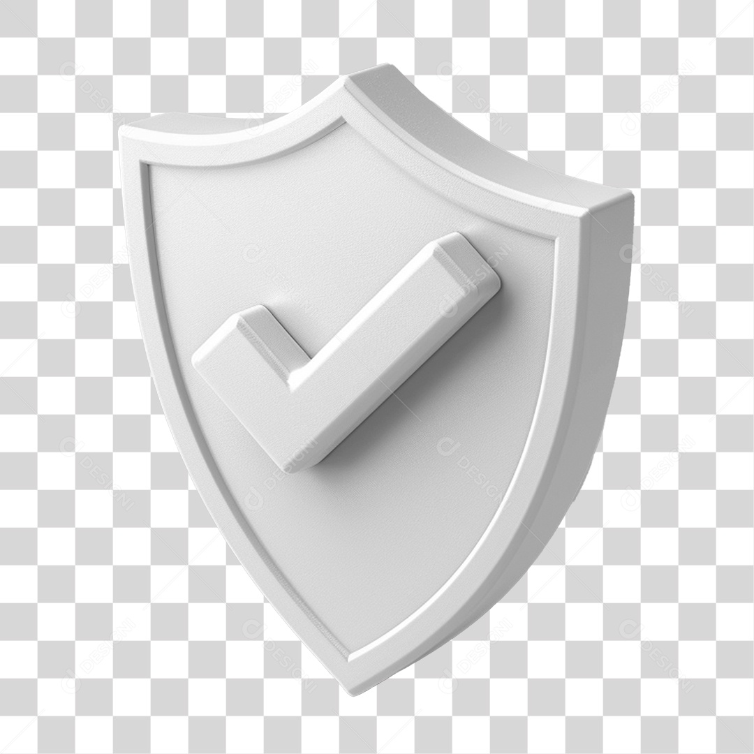 Elemento 3D Escudo Com Sinal de Positivo Ok PNG Transparente