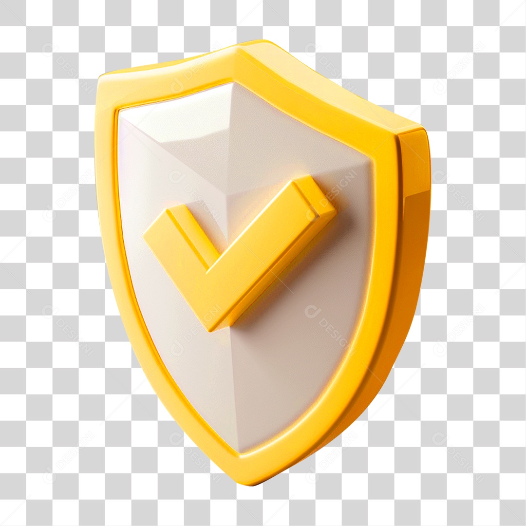 Elemento 3D Escudo Com Sinal de Positivo Ok PNG Transparente