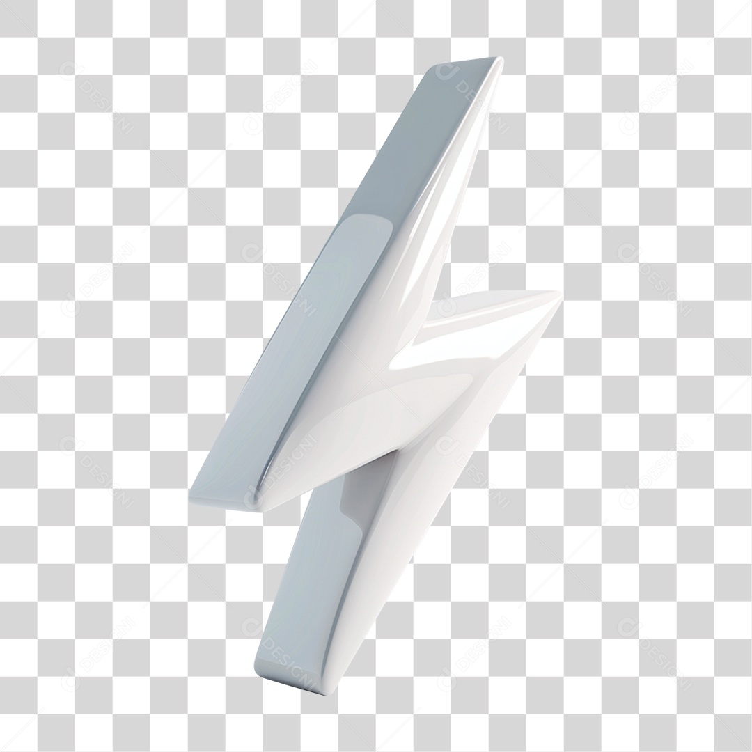 Elemento 3D Raio Branco PNG Transparente