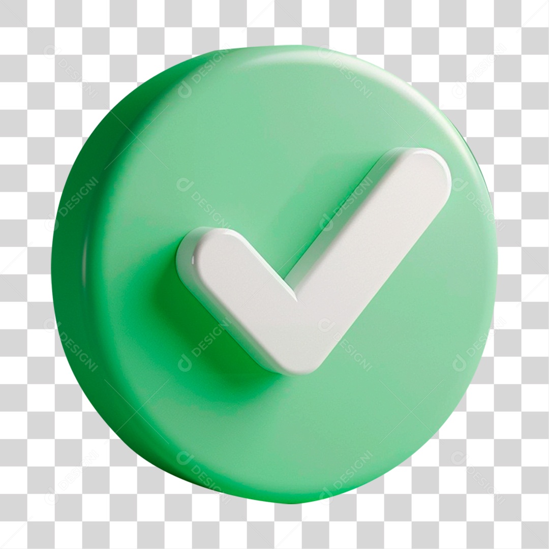 Elemento 3D Sinal de Positivo Ok PNG Transparente