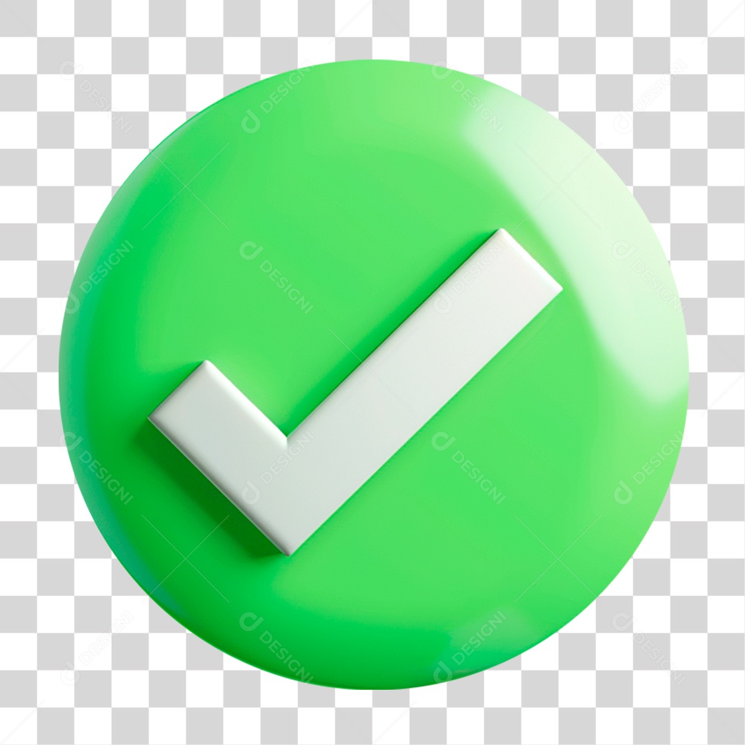 Elemento 3D Sinal de Positivo Ok PNG Transparente