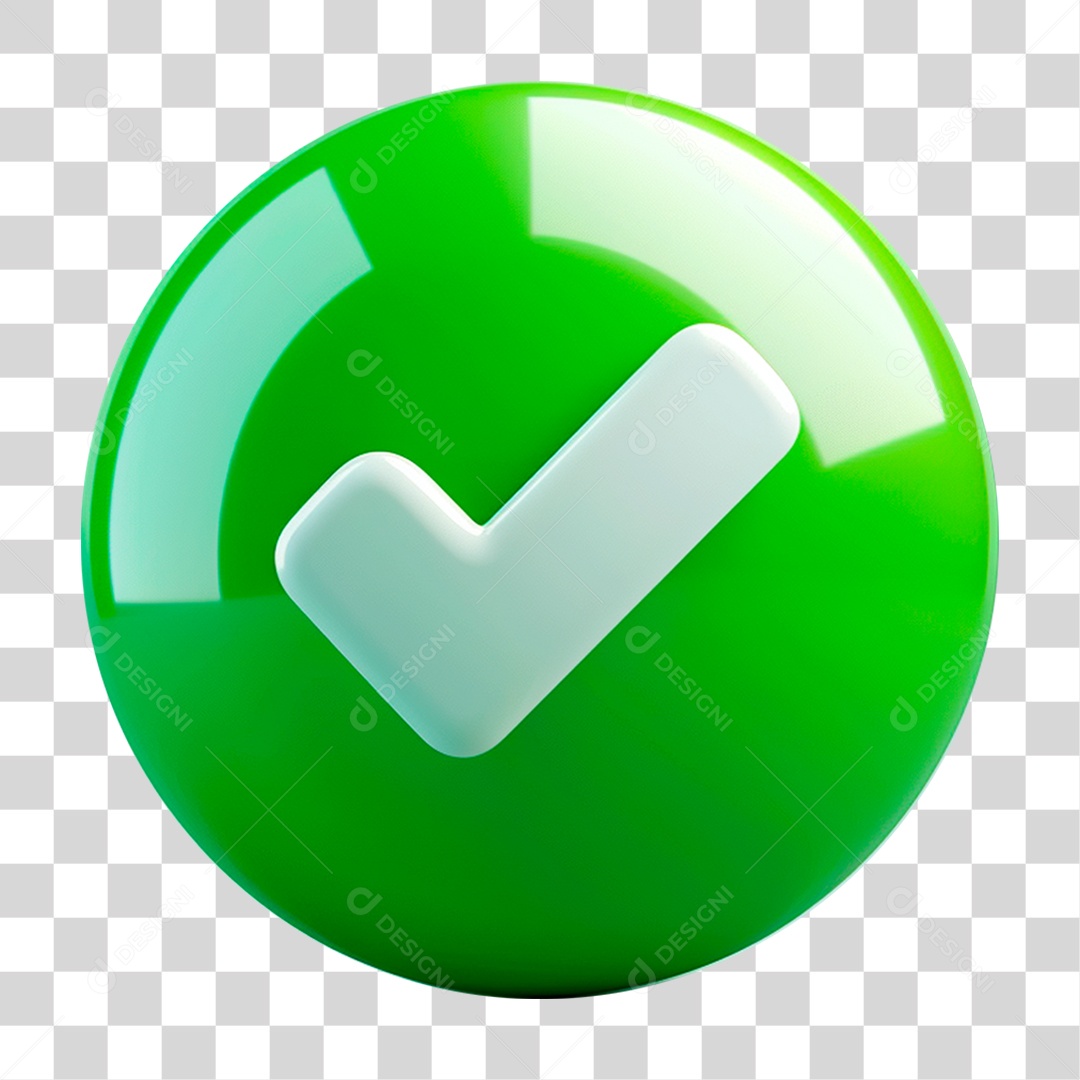 Elemento 3D Sinal de Positivo Ok PNG Transparente