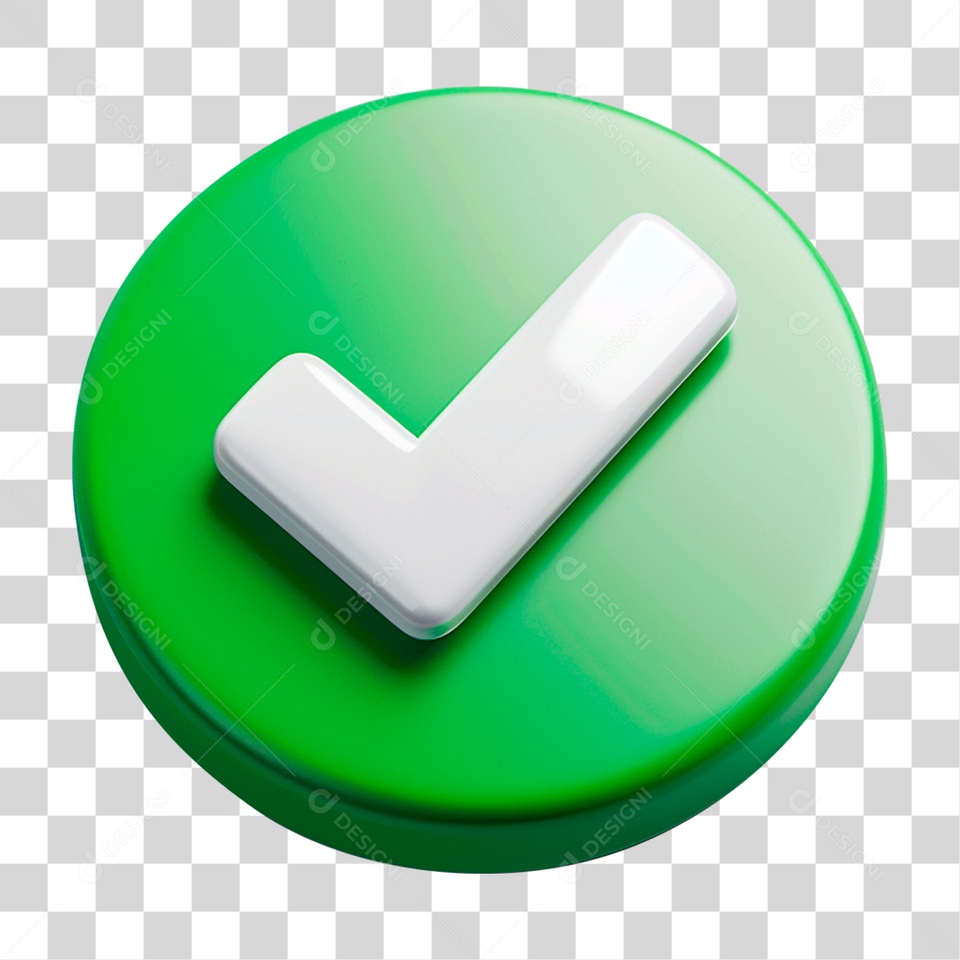 Elemento 3D Sinal de Positivo Ok PNG Transparente