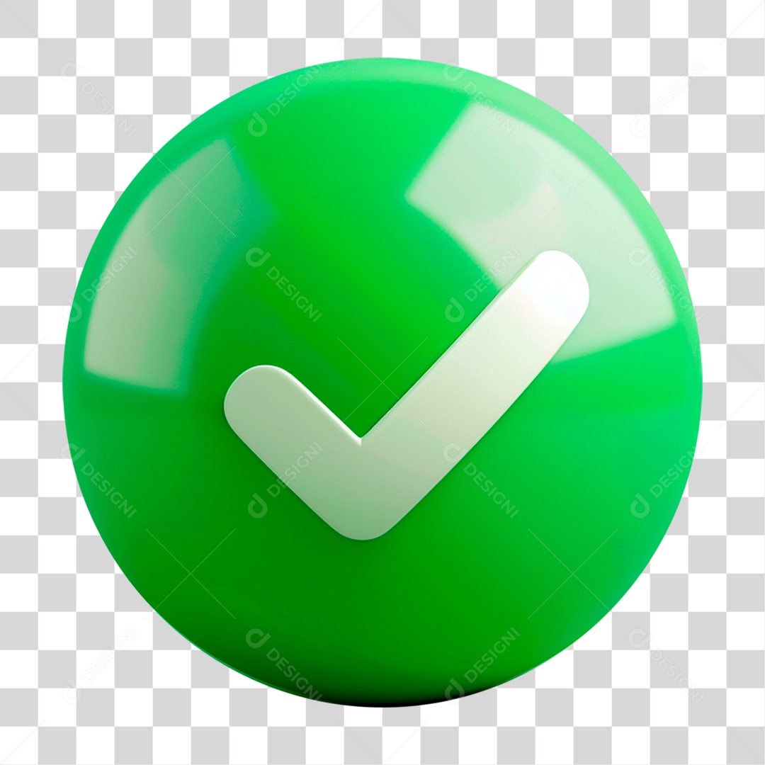 Elemento 3D Sinal de Positivo Ok PNG Transparente