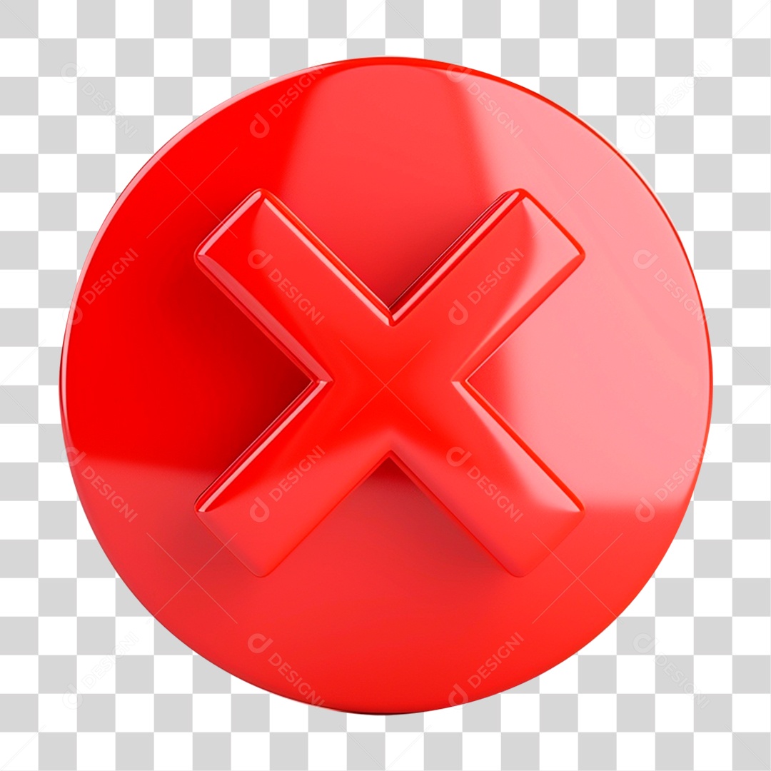 Elemento 3D com Símbolo Negativo X Circulo Vermelho PNG Transparente