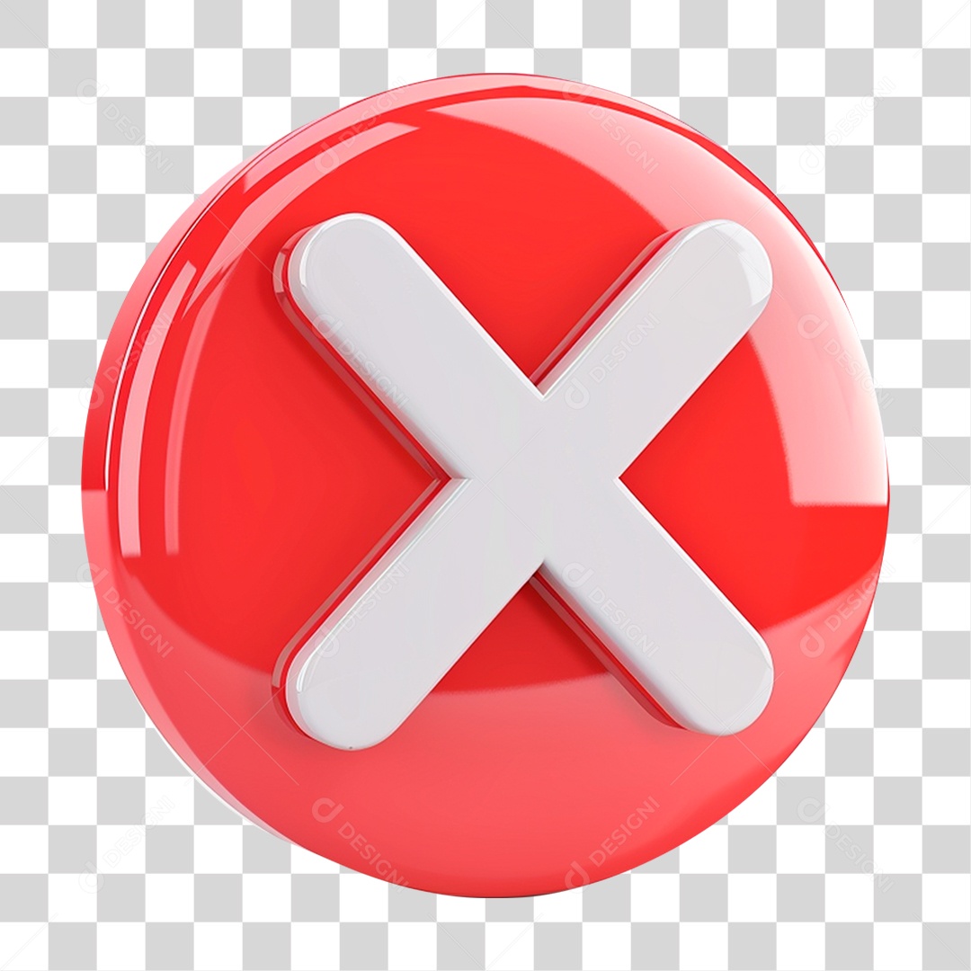 Elemento 3D com Símbolo Negativo X Circulo Vermelho PNG Transparente
