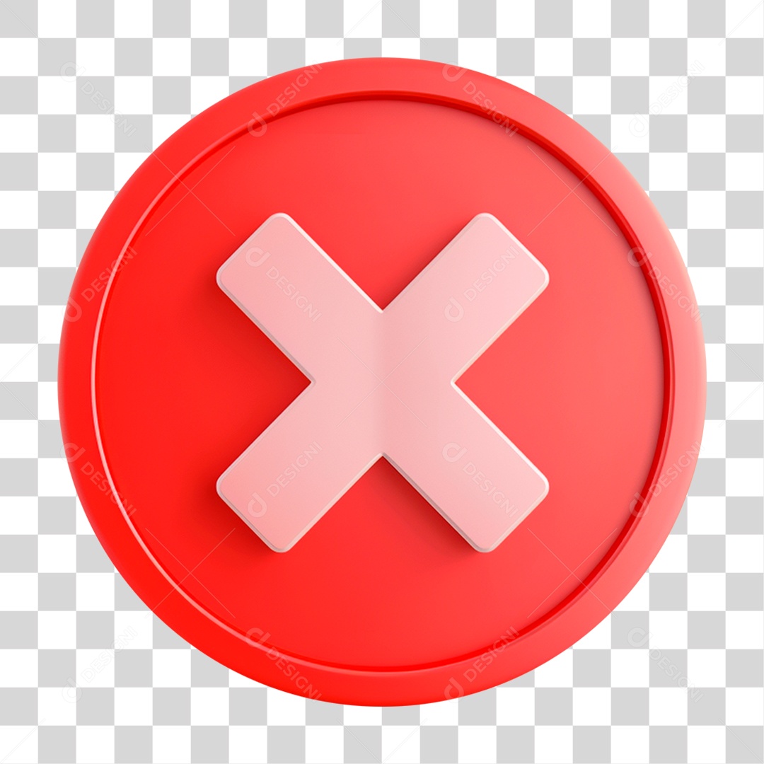 Elemento 3D com Símbolo Negativo X Circulo Vermelho PNG Transparente