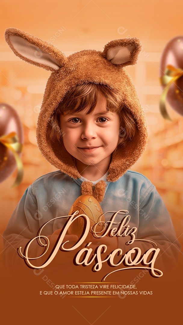 Story Feliz Páscoa 31 de Março que toda Tristeza Vire Felicidade Social Media PSD Editável