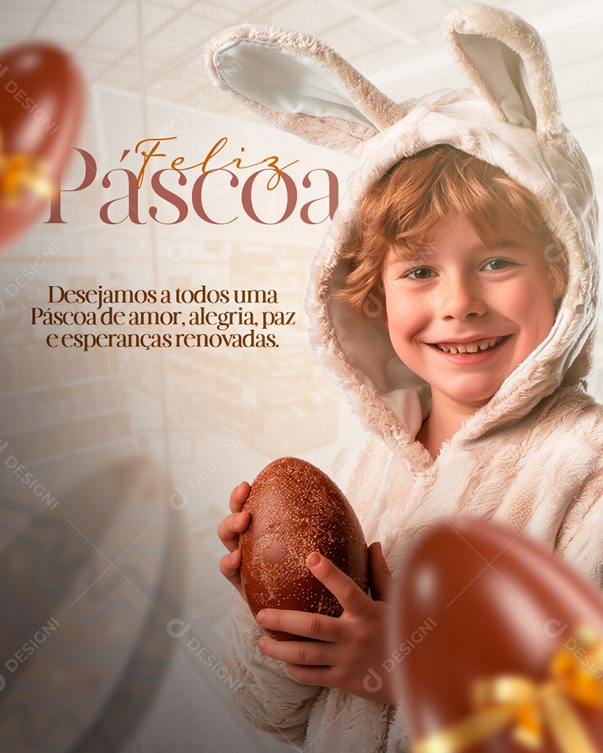 Feliz Páscoa 31 de Março Desejamos a todos Social Media PSD Editável
