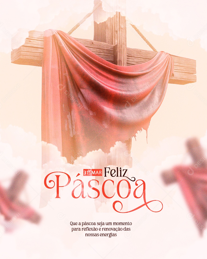 Páscoa 31 de Março Seja um Momento para Reflexão e Renovação Social Media PSD Editável