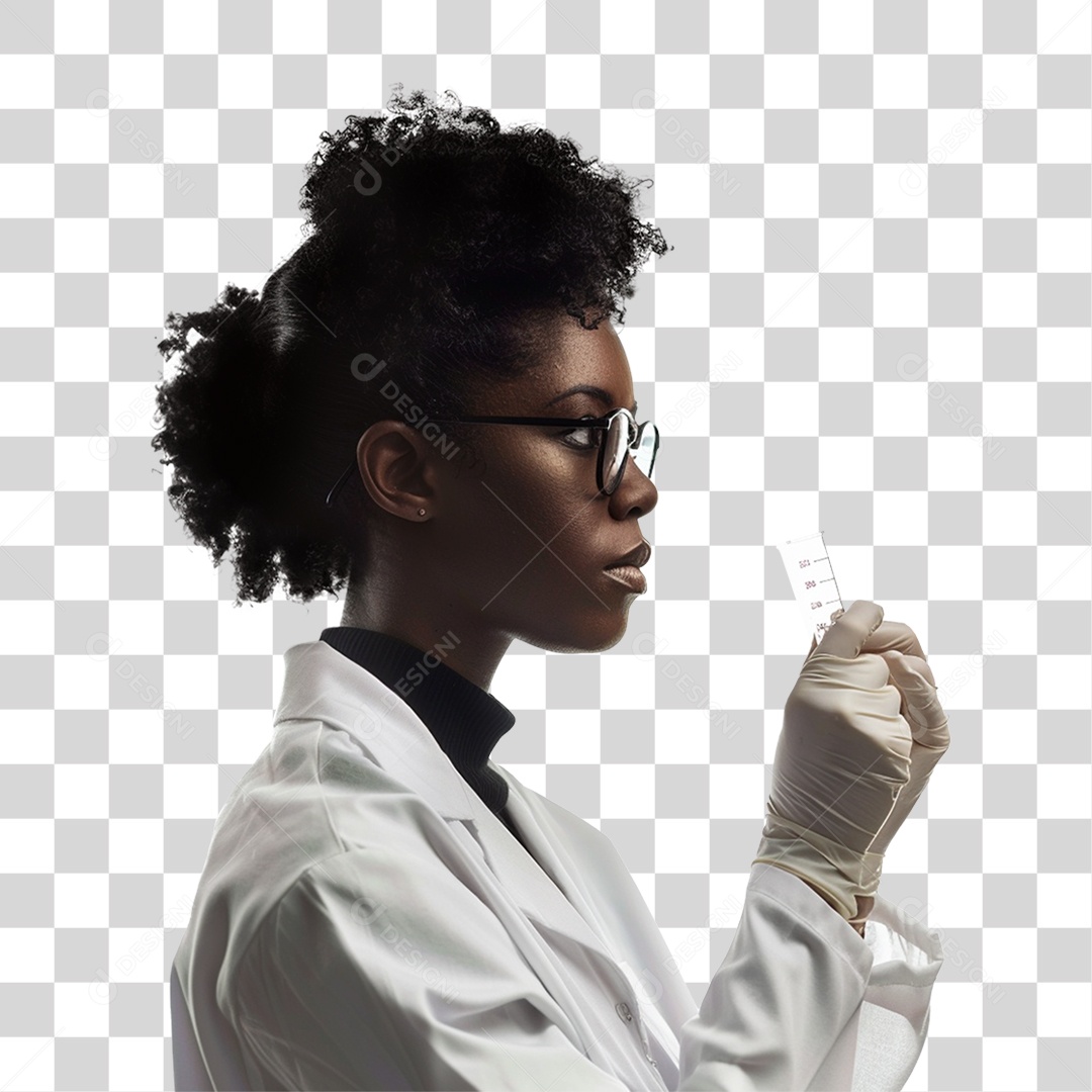 Mulher Cientista com Jaleco Branco PNG Transparente