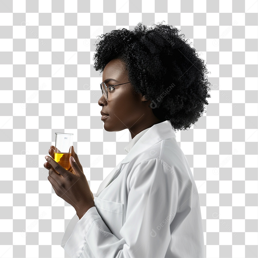 Mulher Cientista com Jaleco Branco PNG Transparente