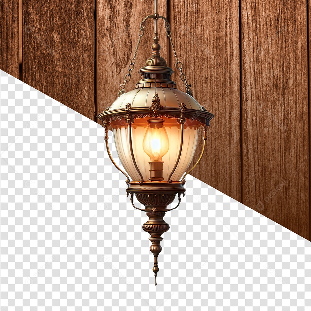 Lamparina Iluminação Antiga Estilo Retrô Elemento 3D para Composição PSD