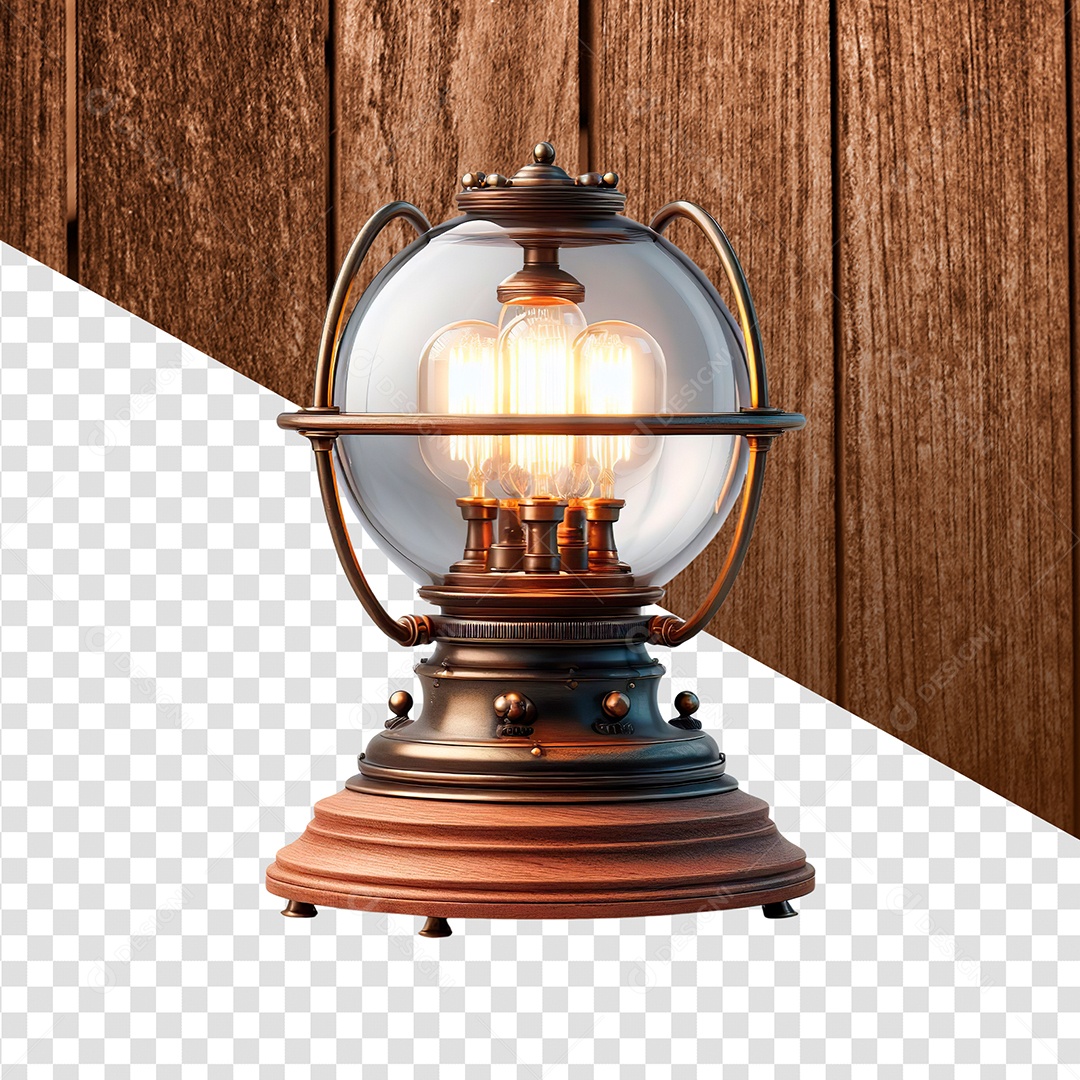 Lamparina Iluminação Antiga Estilo Retrô Elemento 3D para Composição PSD