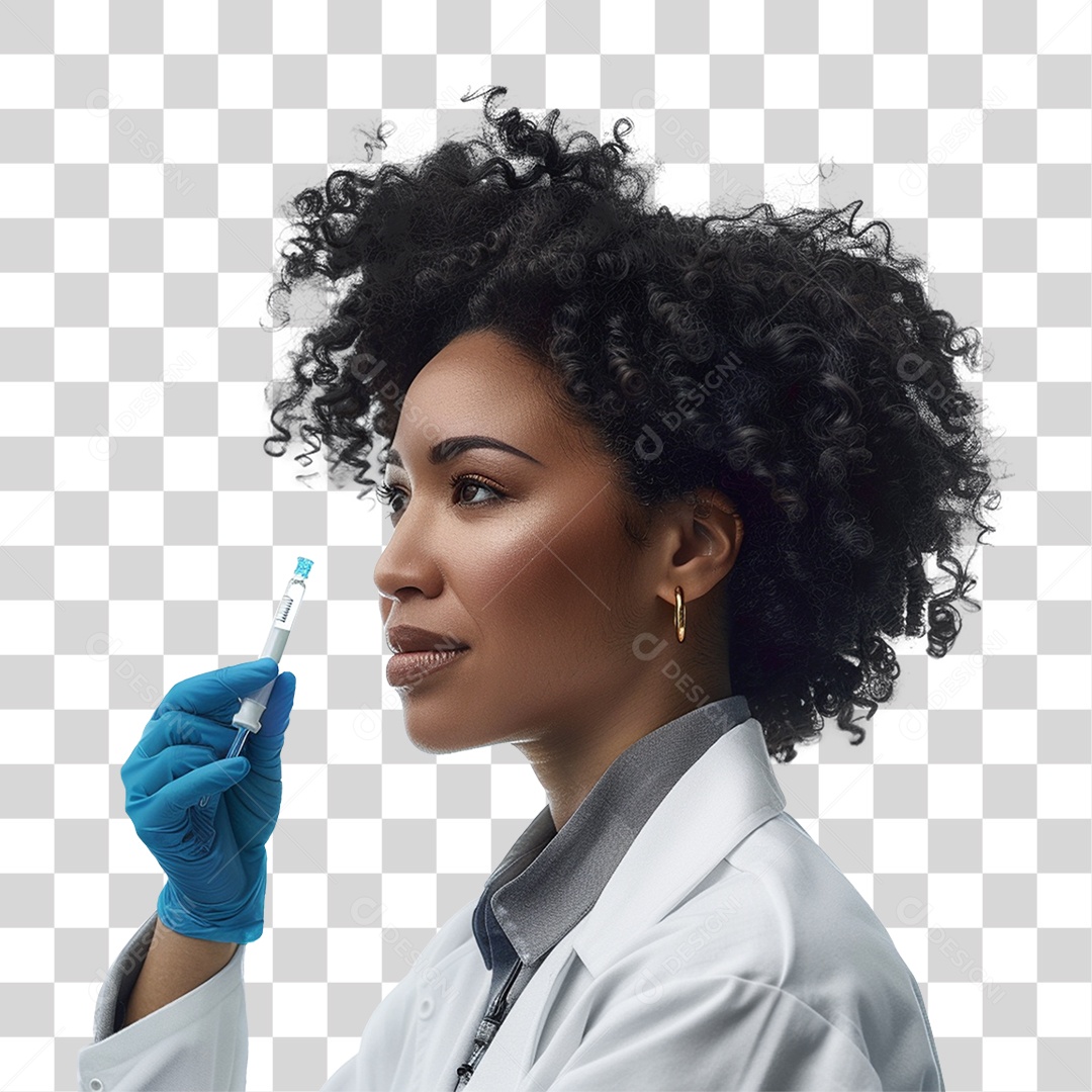 Mulher Cientista com Jaleco Branco PNG Transparente