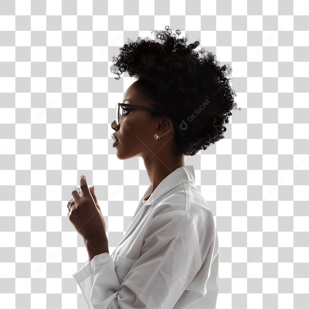 Mulher Cientista com Jaleco Branco PNG Transparente
