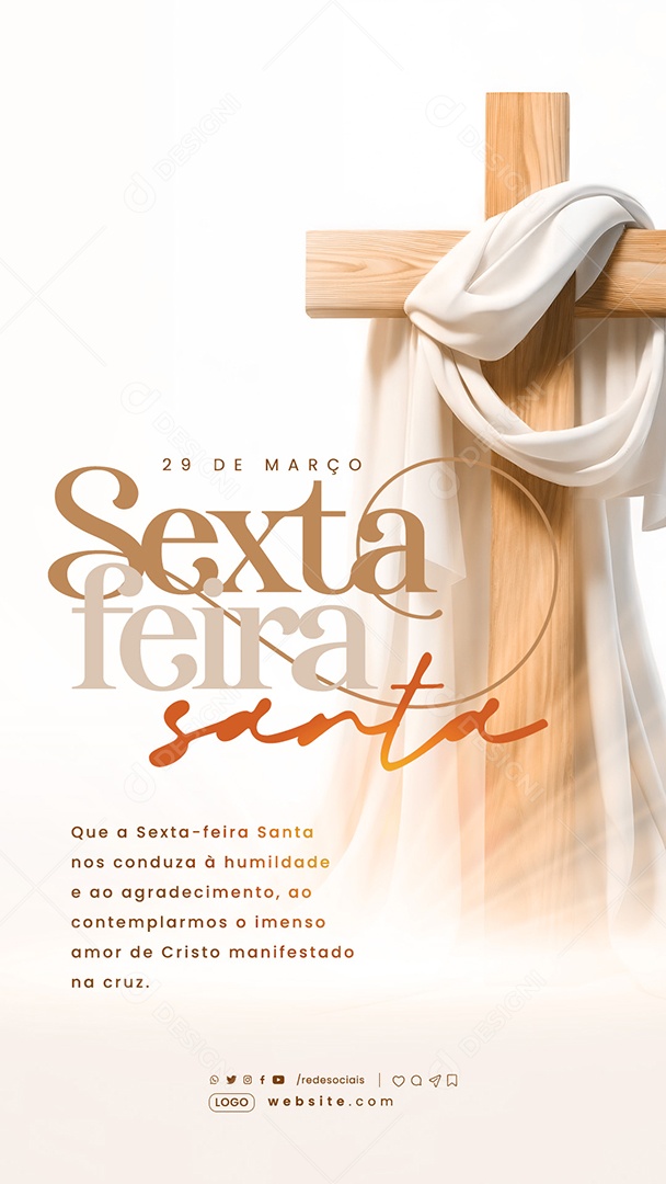 Story Sexta Feira Santa 29 de Março nos Conduza a Humildade e ao Agradecimento Social Media PSD Editável
