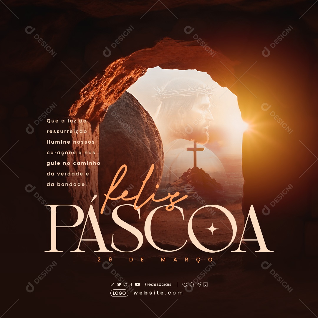 Feliz Páscoa 31 de Março Social Media PSD Editável
