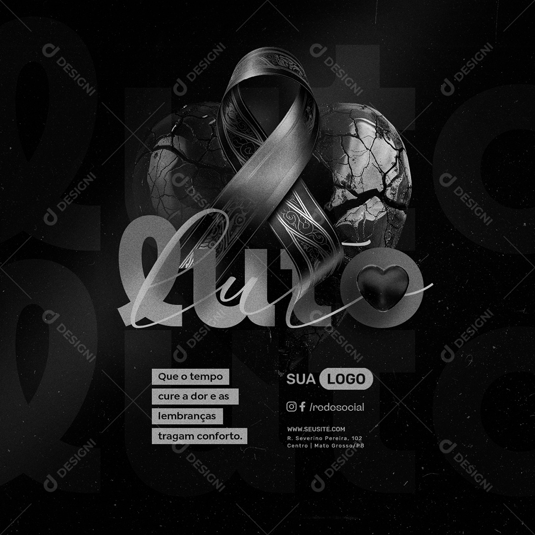 Luto Que o Tempo Cure a Dor e as Lembranças Social Media PSD Editável
