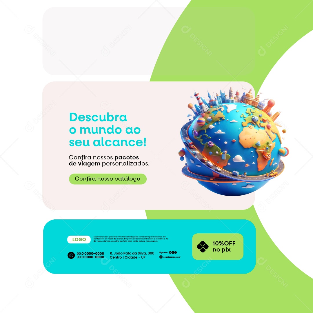 Agência de Viagens Descubra o Mundo ao Seu Alcance Social Media PSD Editável