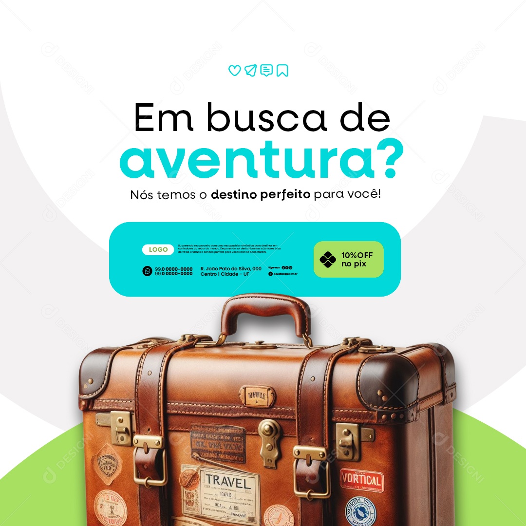 Agência de Viagens Em Busca de Aventura 10% Off no Pix Social Media PSD Editável