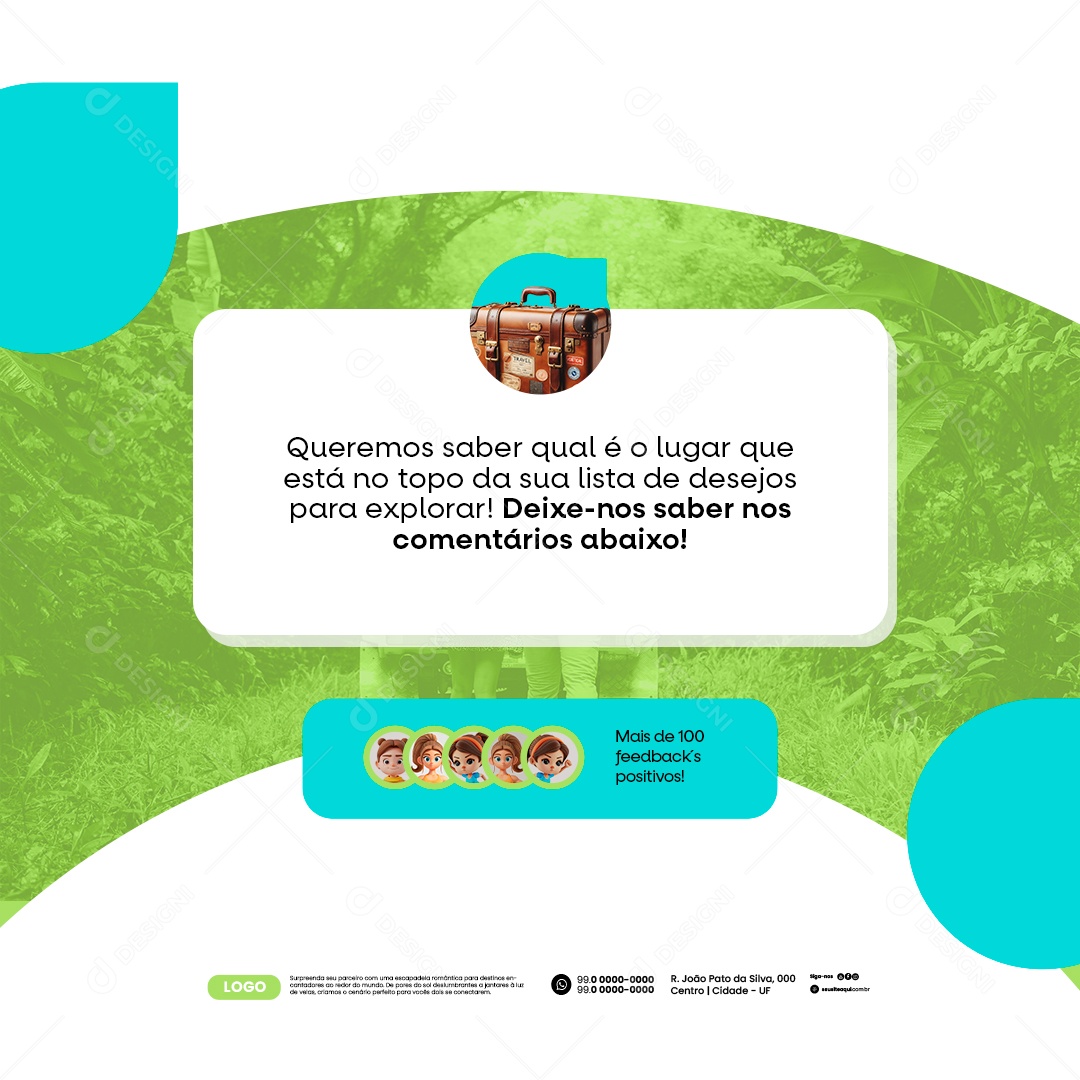 Agência de Viagens Mais de Cem Feedbacks Positivos Social Media PSD Editável