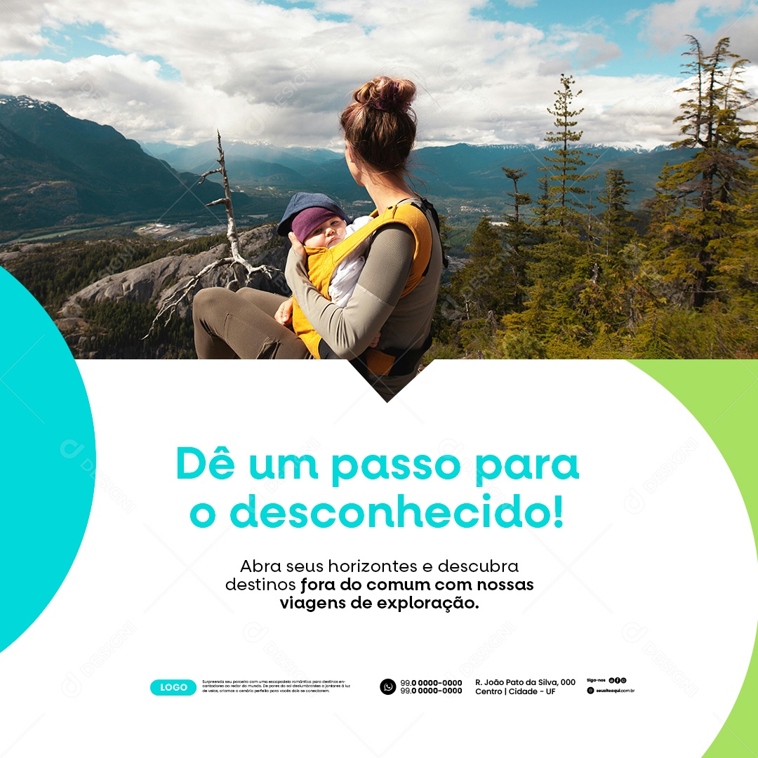 Agência de Viagens Dê um Passo para o Desconhecido Social Media PSD Editável