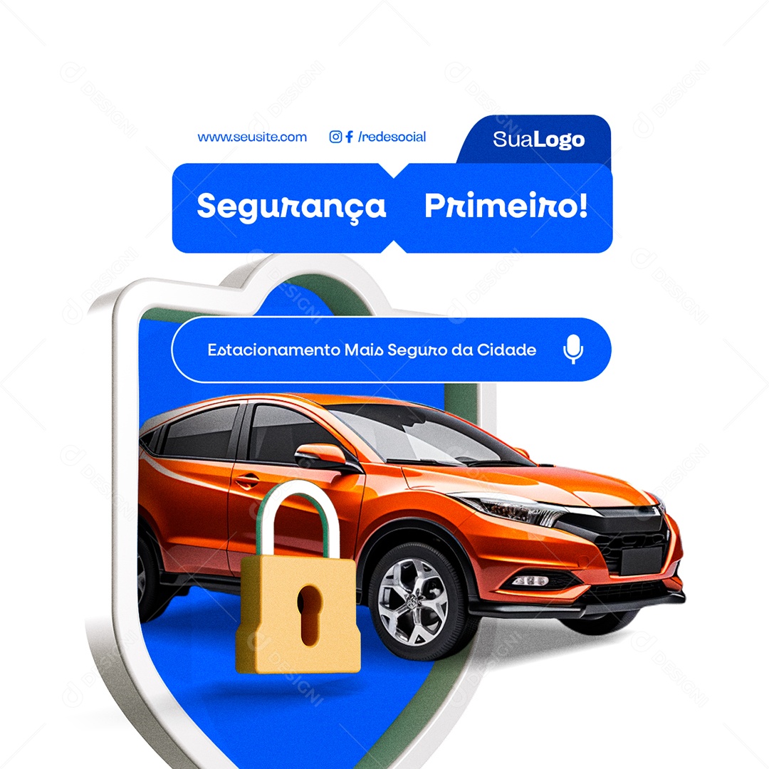 Estacionamento de Carros Segurança Primeiro Social Media PSD Editável