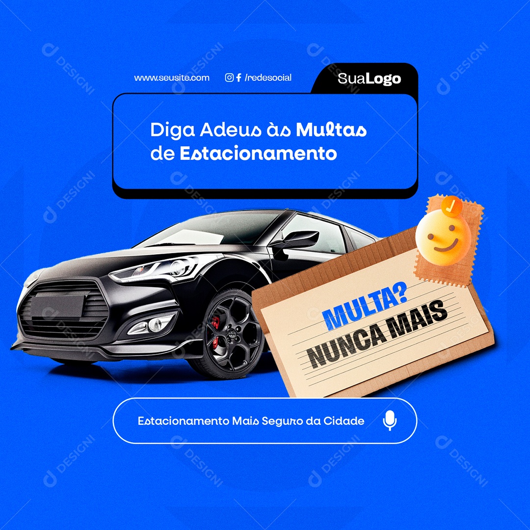Estacionamento de Carros Diga Adeus às Multas Social Media PSD Editável