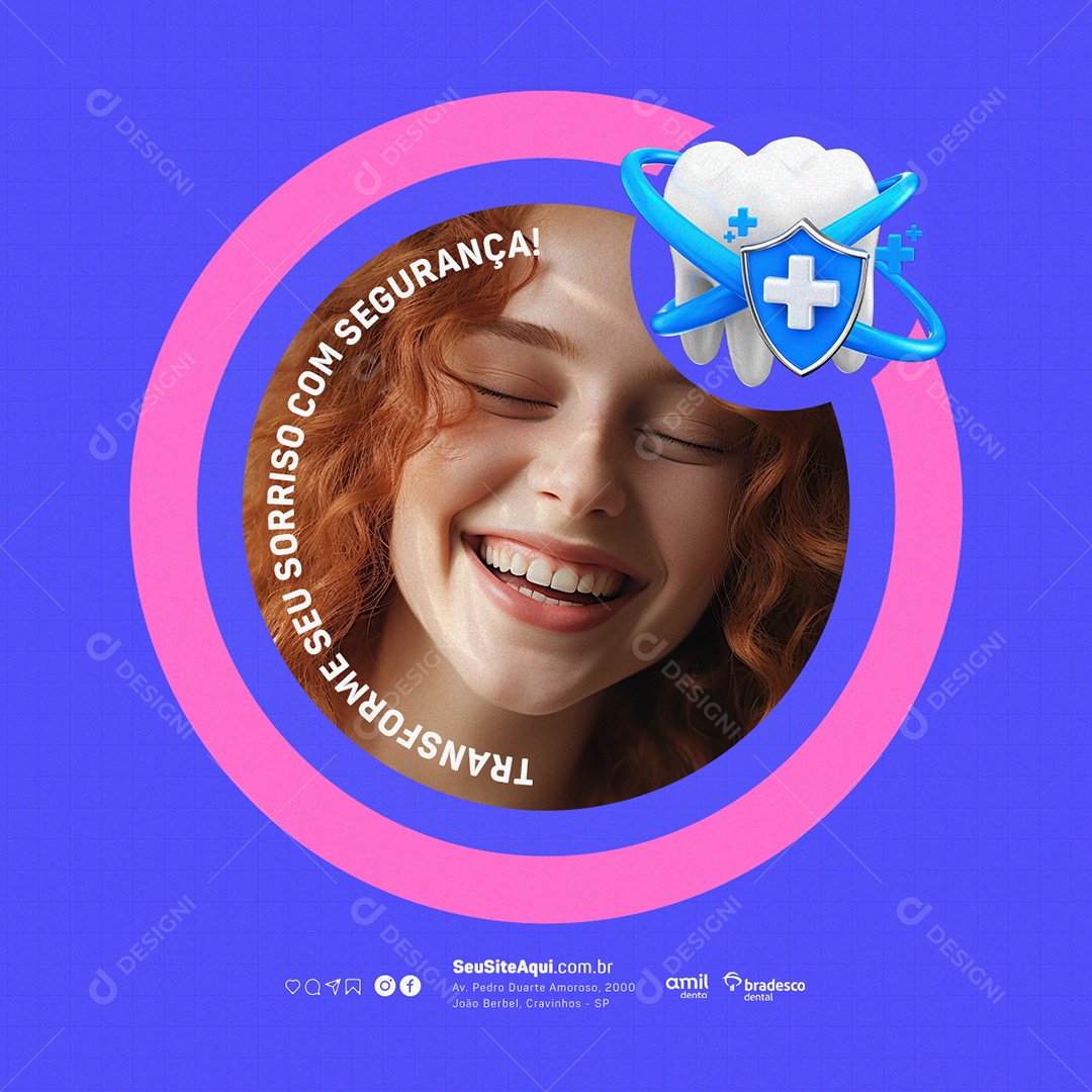 Dentista Transforme seu Sorriso com Segurança Social Media PSD Editável