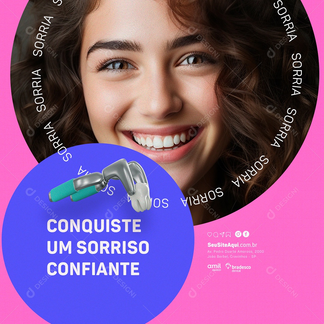 Dentista Conquiste um Sorriso Confiante Social Media PSD Editável