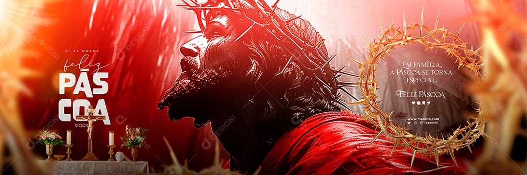 Carrossel Feliz Páscoa 31 de Março Social Media PSD Editável
