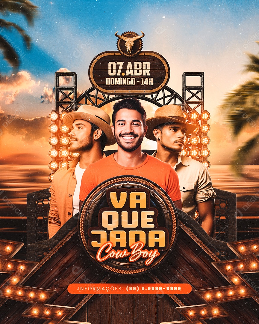 Flyer Vaquejada Cowboy Social Media PSD Editável