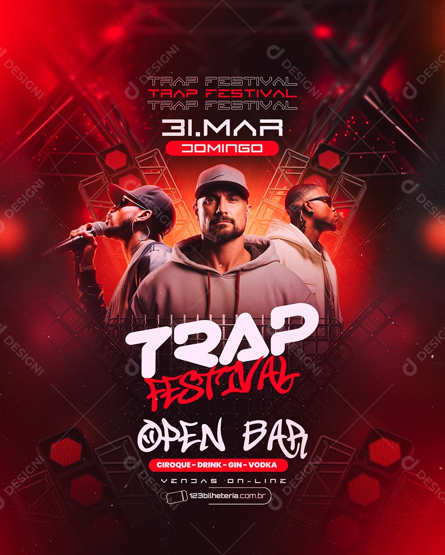 Flyer Trap Festival Open Bar Social Media PSD Editável