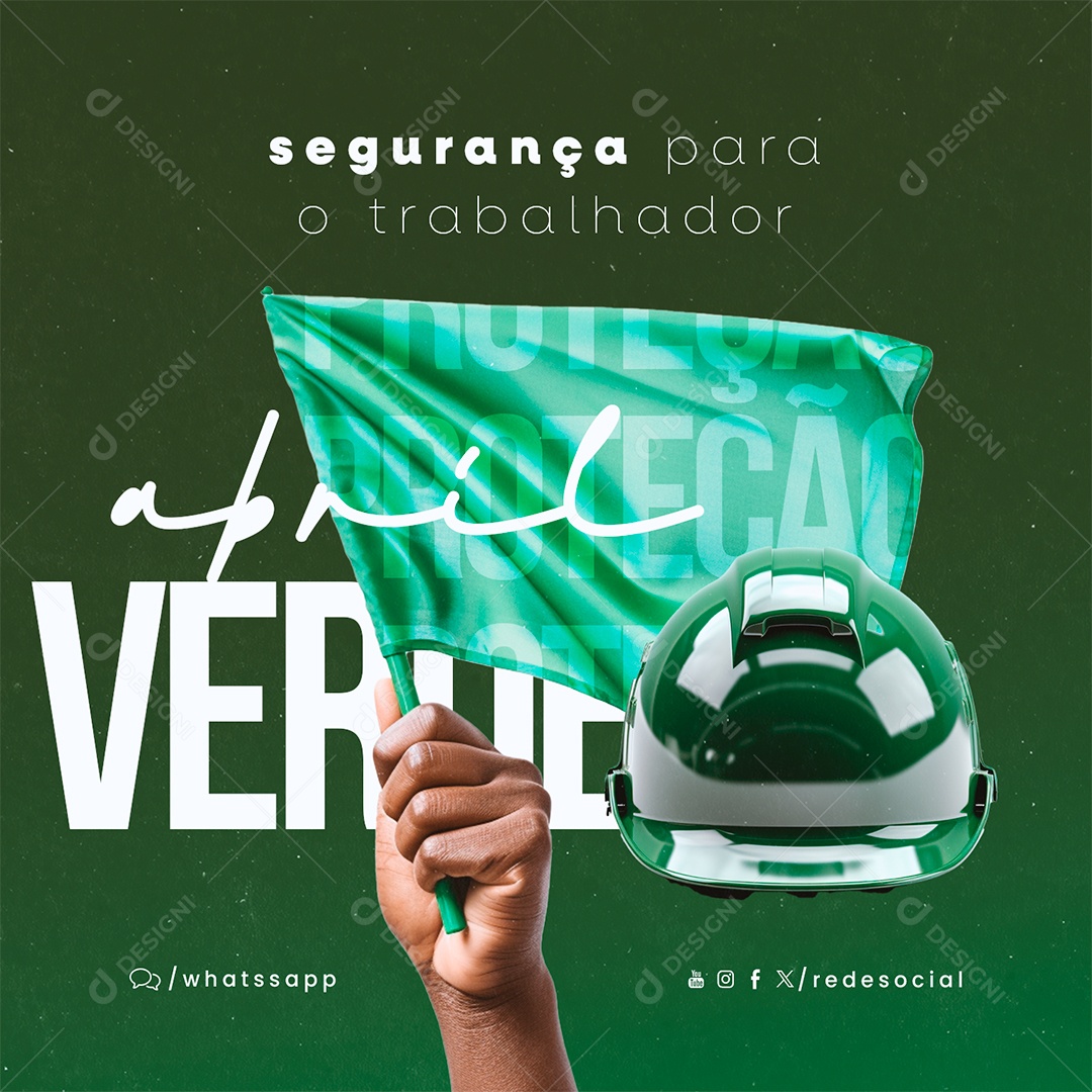 Abril Verde Segurança para o Trabalhador Social Media PSD Editável