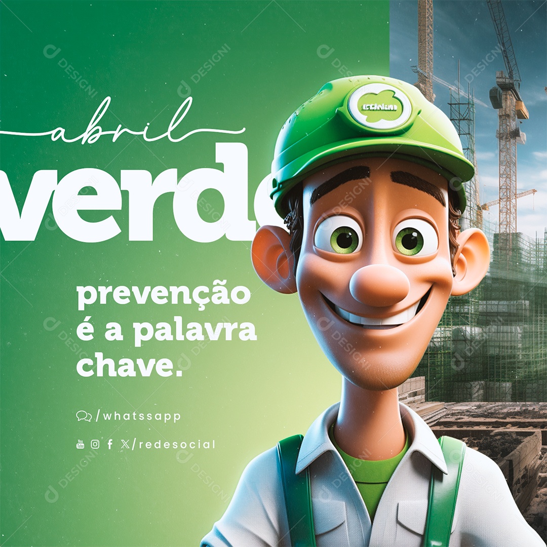 Abril Verde Prevenção é a Palavra Chave Social Media PSD Editável