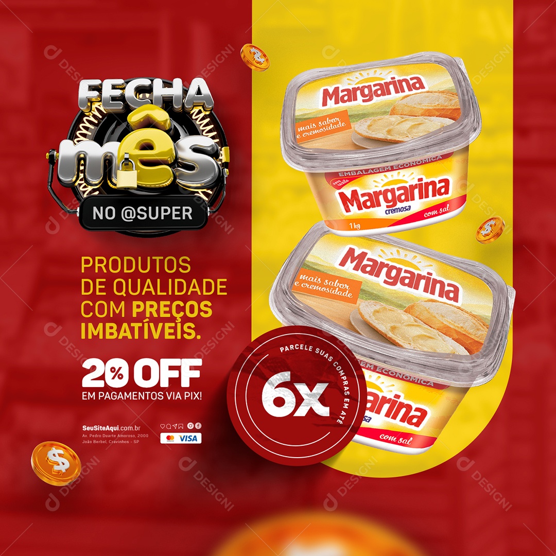 Fecha Mês Margarina Produtos de Qualidade Social Media PSD Editável