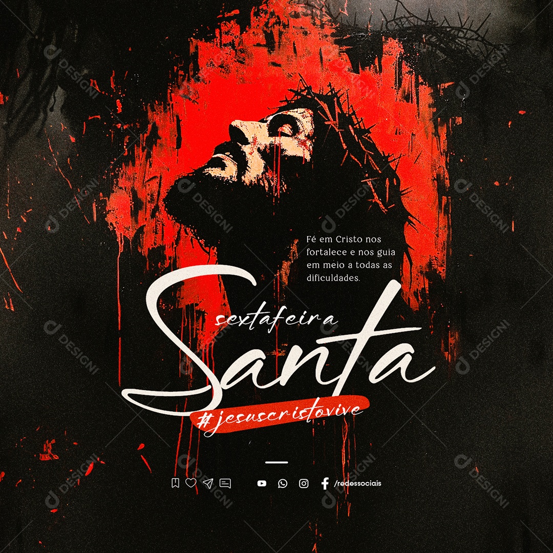 Sexta Feira Santa Jesus Cristo Vive Social Media PSD Editável
