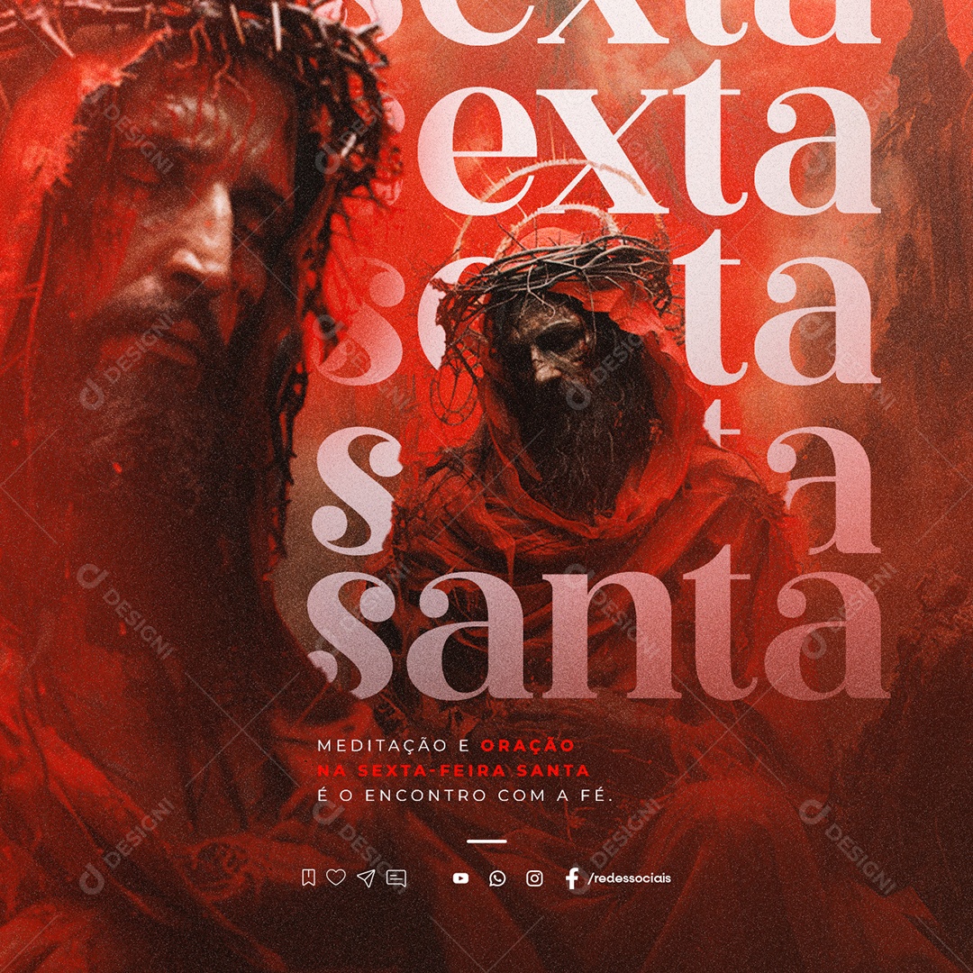 Sexta Feira Santa Meditação e Oração Social Media PSD Editável