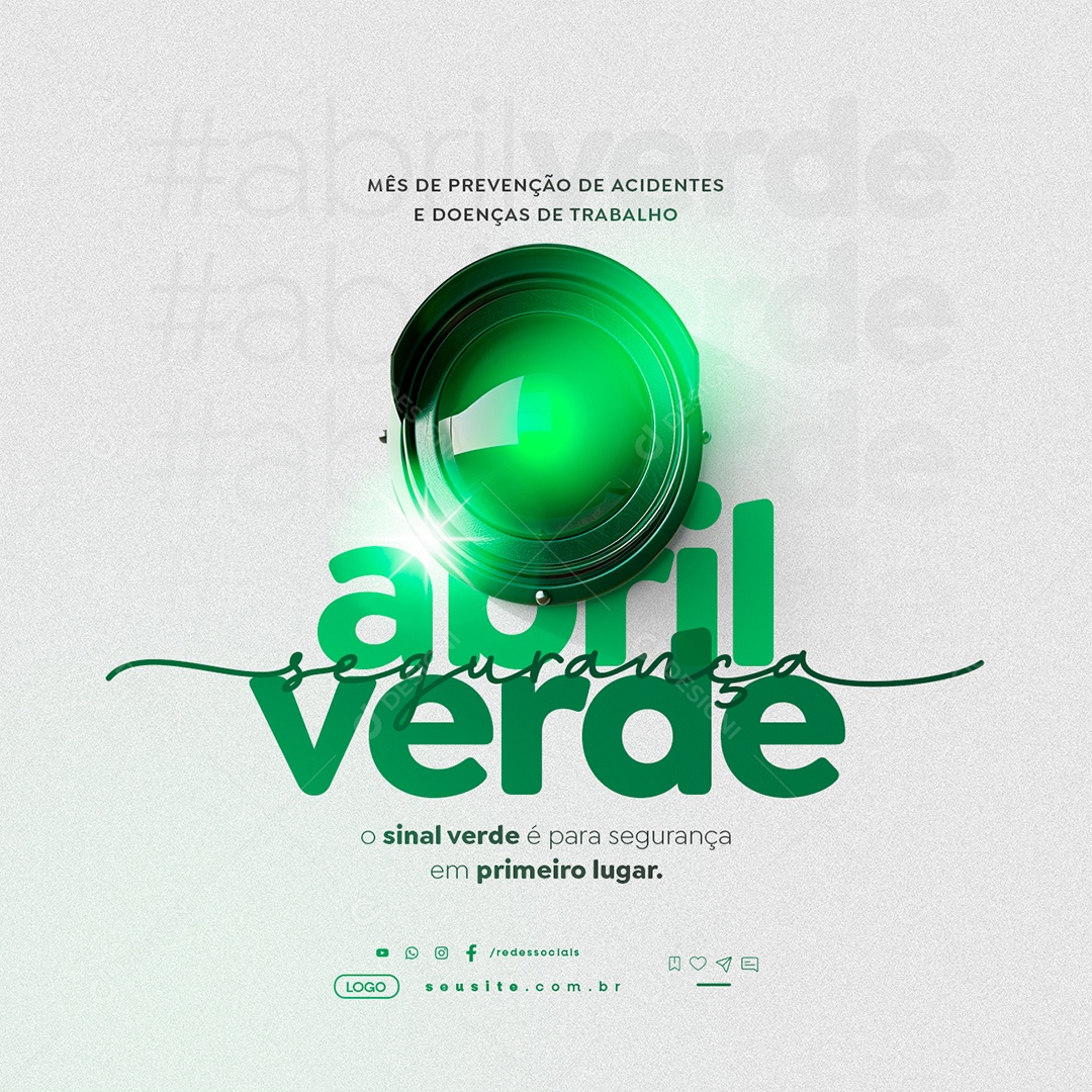 Abril Verde O Sina Verde é para Segurança em Primeiro Lugar Social Media PSD Editável