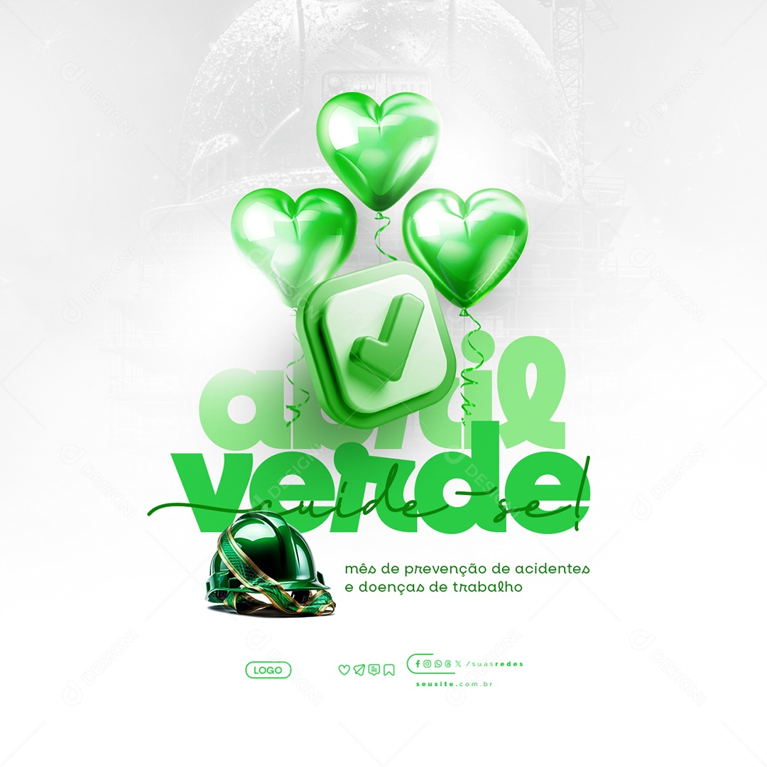 Abril Verde Mês de Prevenção de Acidentes e Doenças de Trabalho Social Media PSD Editável