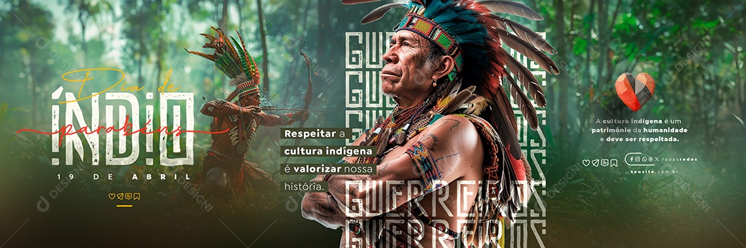 Carrossel Dia do Índio 19 de Abril Respeitar a Cultura Social Media PSD Editável