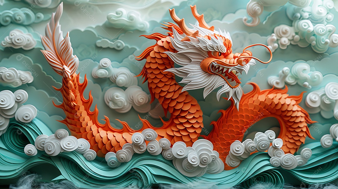 Ano novo chinês ano do dragão no estilo de desenhos animados surrealistas