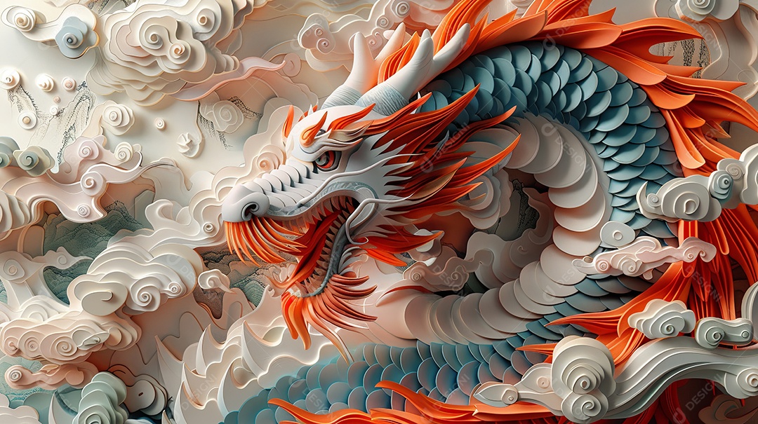 Ano novo chinês ano do dragão no estilo de desenhos animados surrealistas