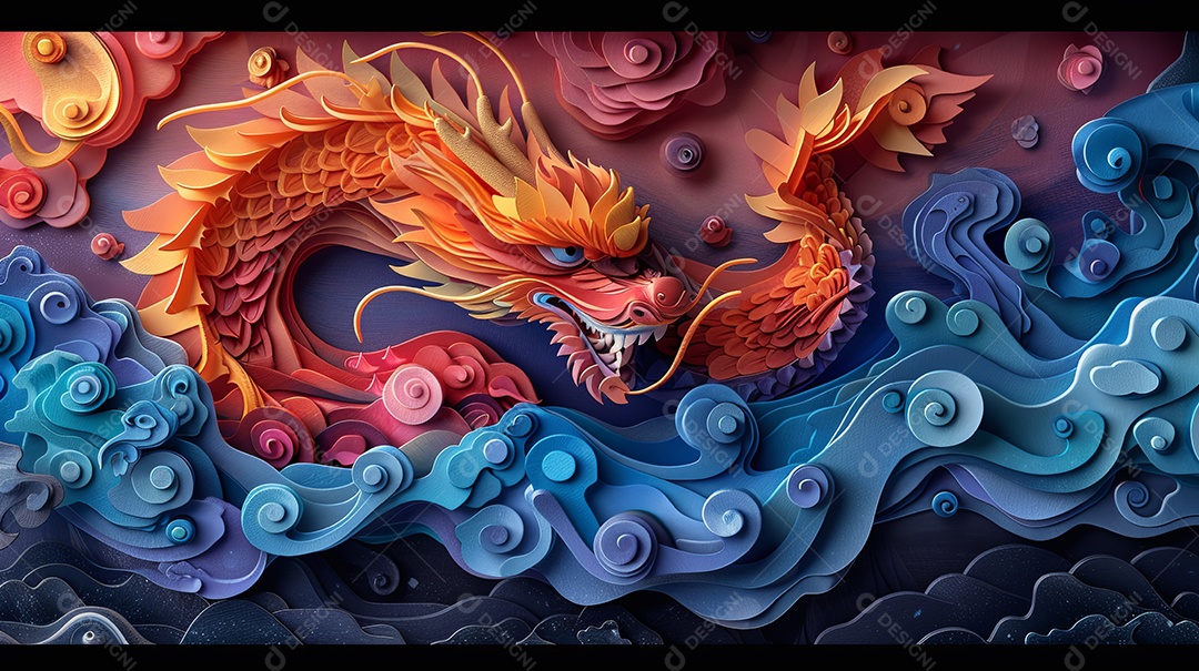 Ano novo chinês ano do dragão no estilo de desenhos animados surrealistas