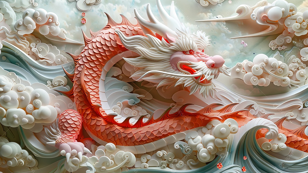 Ano novo chinês ano do dragão no estilo de desenhos animados surrealistas