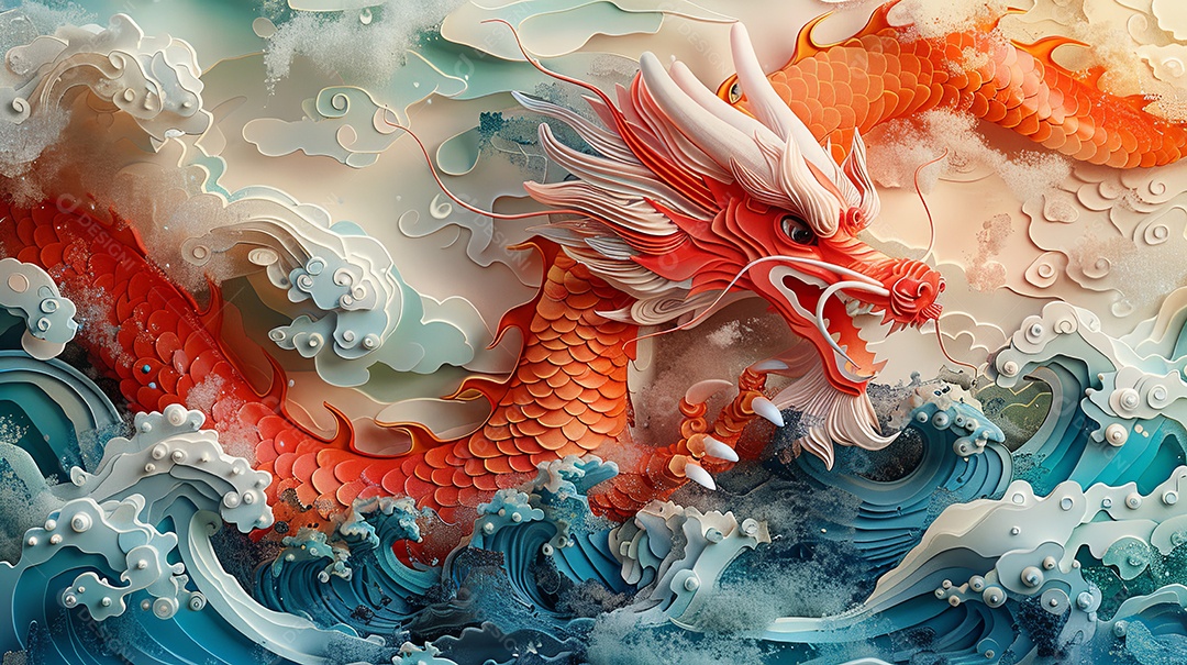 Ano novo chinês ano do dragão no estilo de desenhos animados surrealistas